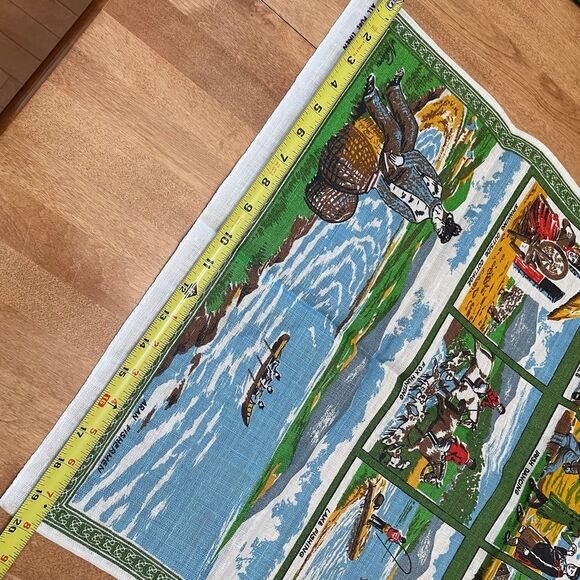 Vintage Pure Linen Irish Life Decorative Tea Towel Celtic Design Ireland Scenes - Picture 6 of 9